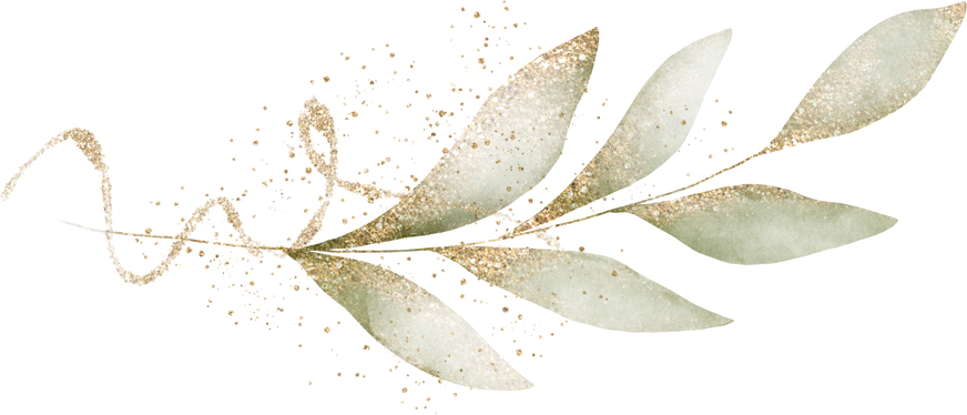 Watercolor Leaves with Gold and glitter Splatter